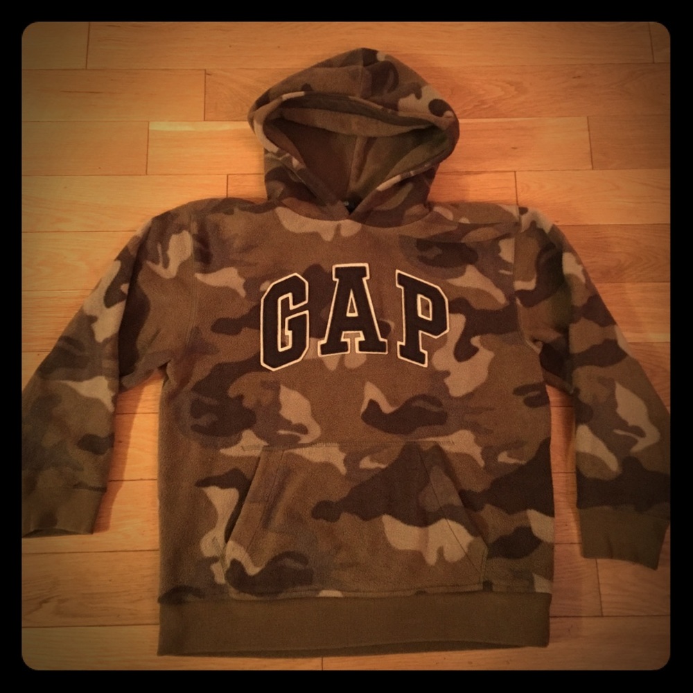 GAP Kids camo hoodie fleece sweatshirt size L